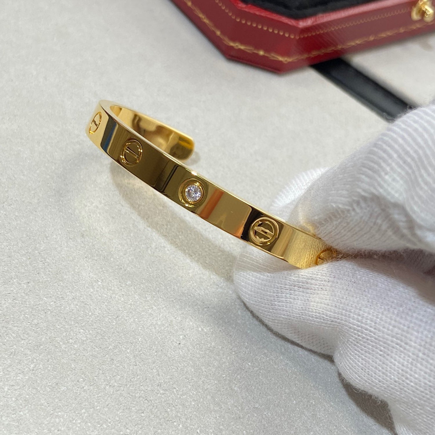 [Lumi Jewels]LOVE BRACELET 6.1MM 1 DIAMOND OPEN CUFF