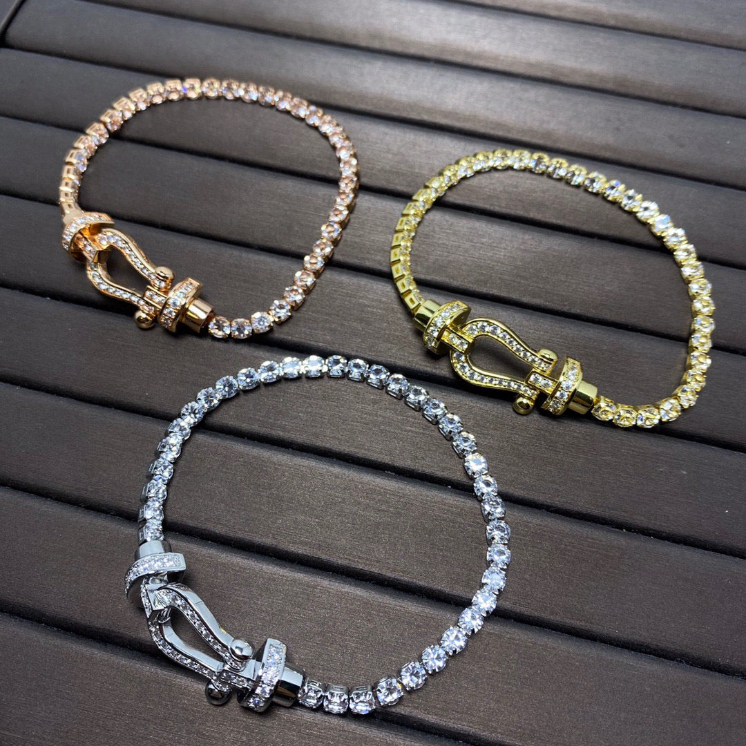 [Lumi Jewels]FORCE  LARGE HORSESHOE FULL DIAMOND TENNIS BRACELET