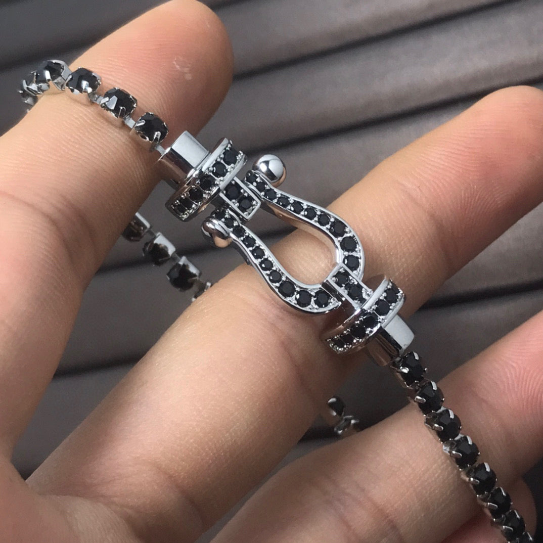 [Lumi Jewels]FORCE  LARGE HORSESHOE FULL DIAMOND TENNIS BRACELET
