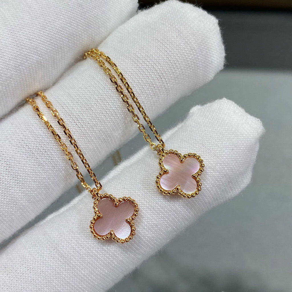 [Lumi Jewels]CLOVER 9.5MM PINK MOTHER OF PEARL SINGLE FLOWER NECKLACE