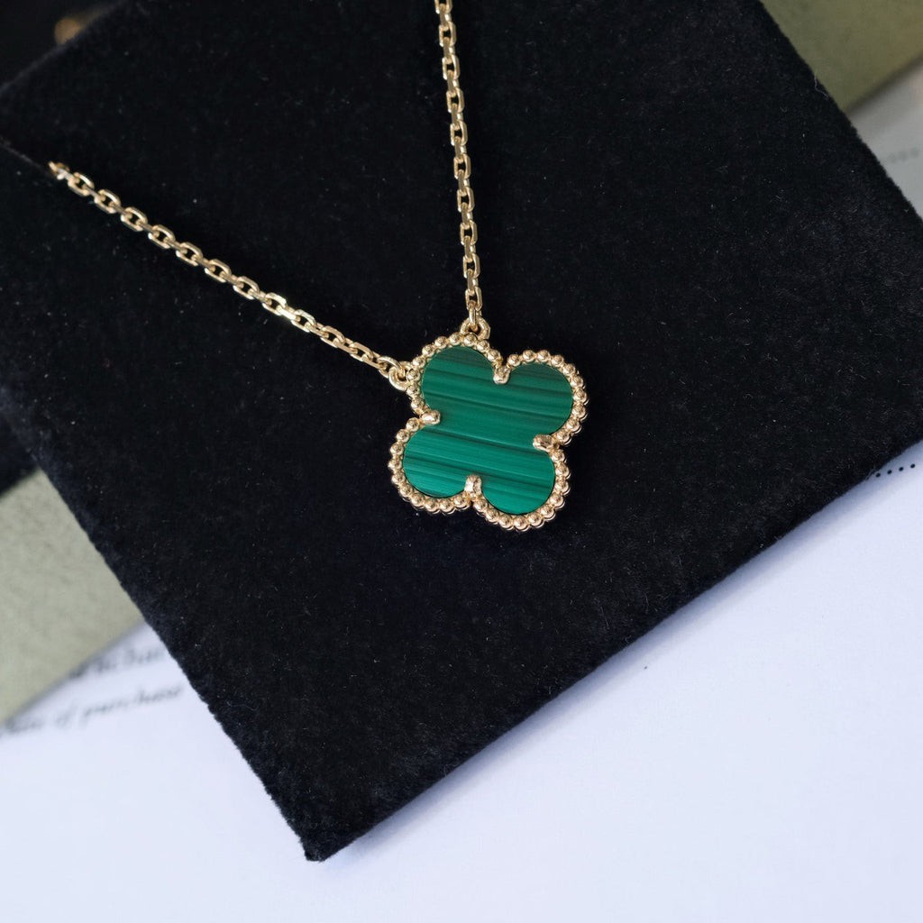[Lumi Jewels]CLOVER 15MM MALACHITE SINGLE FLOWER  NECKLACE