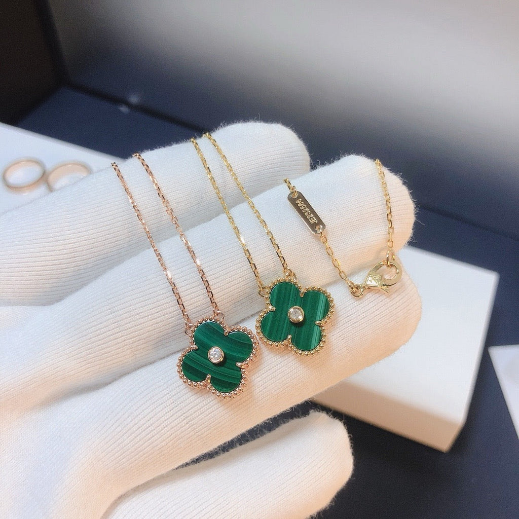 [Lumi Jewels]CLOVER 15MM DIAMOND TURQUOISE NECKLACE