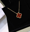 [Lumi Jewels]CLOVER 15MM CARNELIAN SINGLE FLOWER NECKLACE