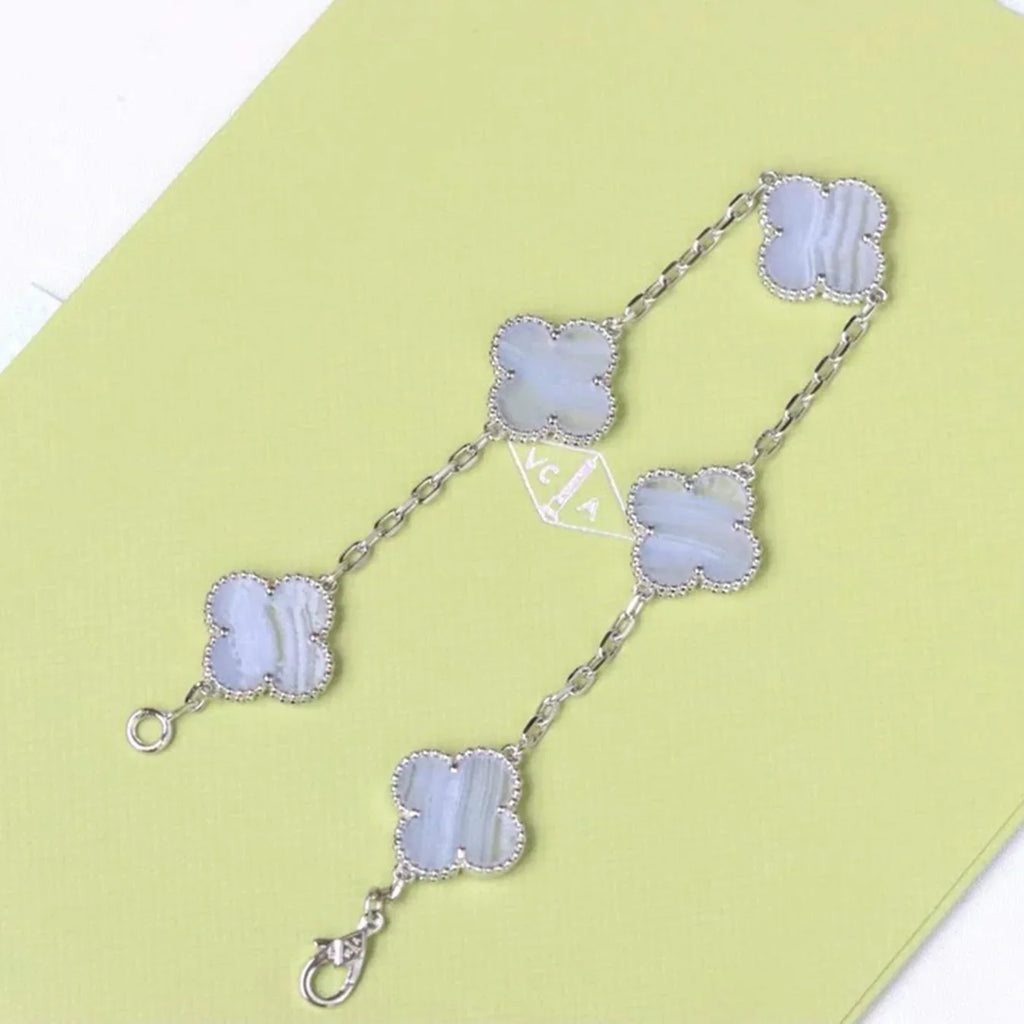 [Lumi Jewels] CLOVER 5 MOTIF PURPLE CHALCEDONY BRACELET COLLECTION