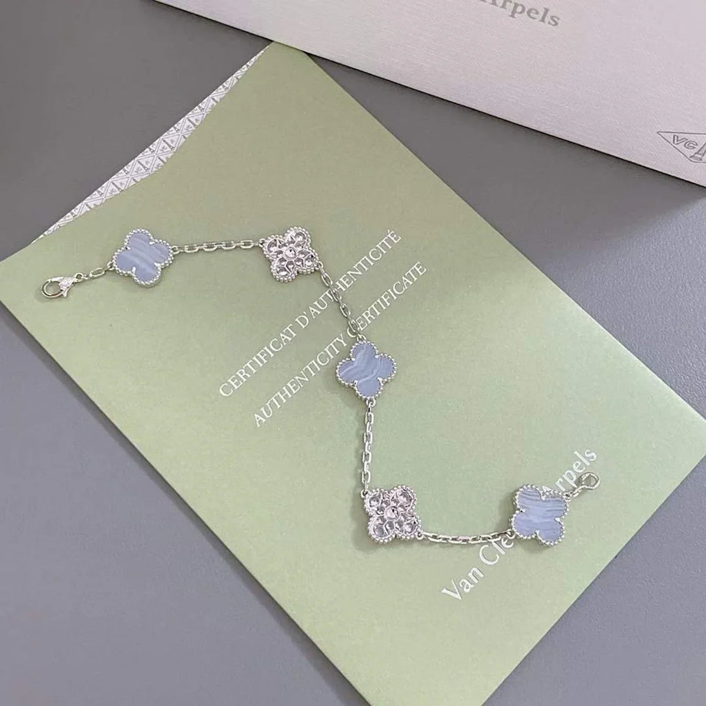 [Lumi Jewels] CLOVER 5 MOTIF PURPLE CHALCEDONY BRACELET COLLECTION