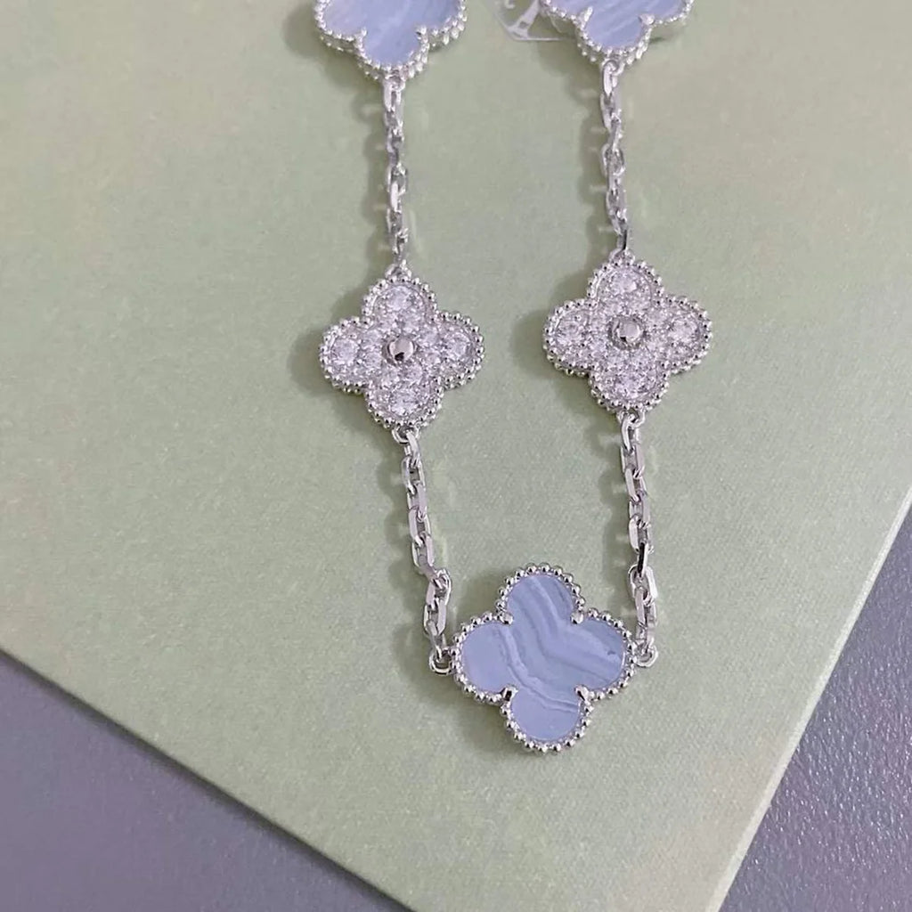 [Lumi Jewels] CLOVER 5 MOTIF PURPLE CHALCEDONY BRACELET COLLECTION