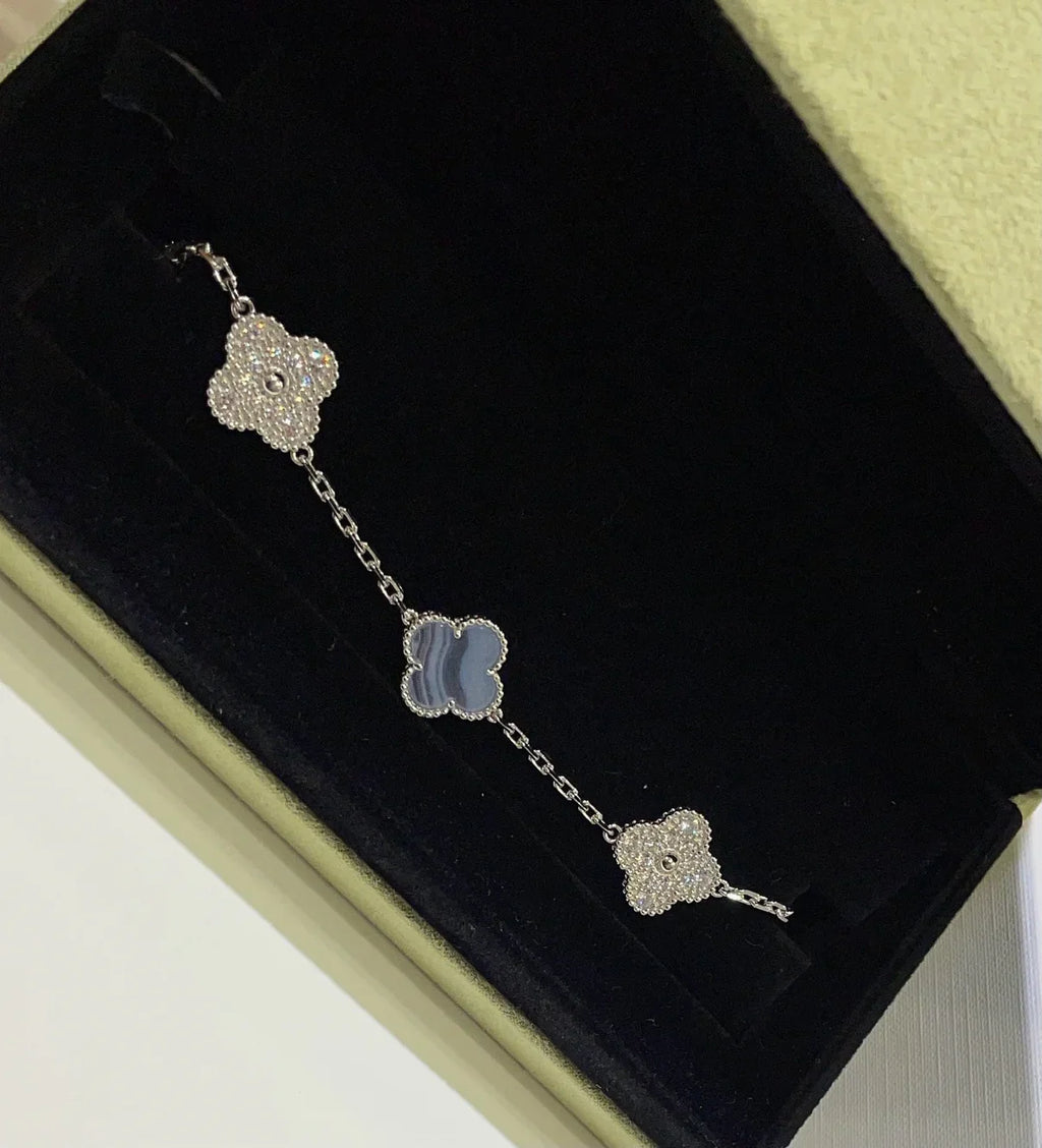 [Lumi Jewels] CLOVER 5 MOTIF PURPLE CHALCEDONY BRACELET COLLECTION