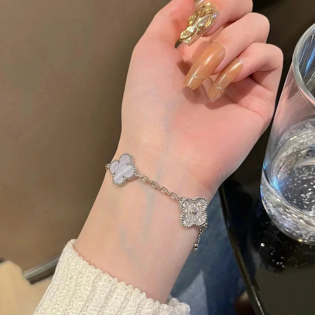 [Lumi Jewels] CLOVER 5 MOTIF PURPLE CHALCEDONY BRACELET COLLECTION