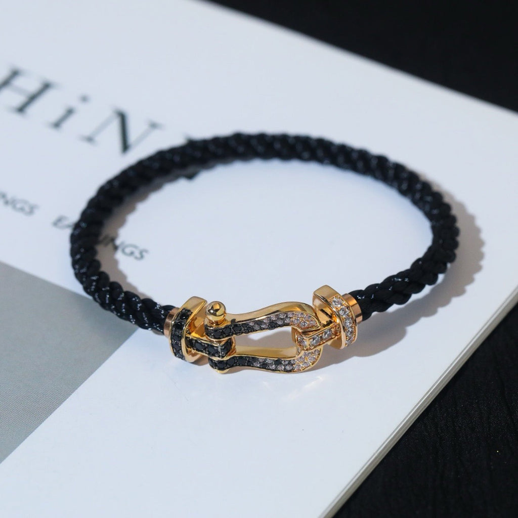 [Lumi Jewels]FORCE LARGE HORSESHOE BLACK WHITE DIAMOND BRACELET SILVER