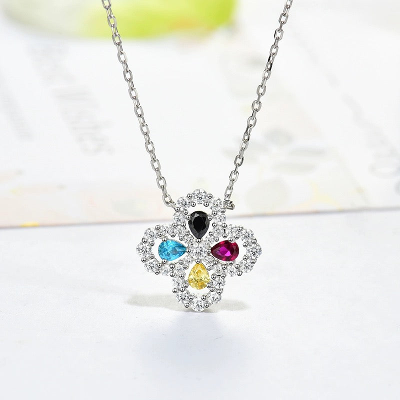 [Lumi Jewels]LOOP NECKLACE FULL MOTIF DIAMOND 16MM MULTIPLE COLORS