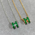 [Lumi Jewels]POP H GREEN NECKLACE SILVER AND GOLD