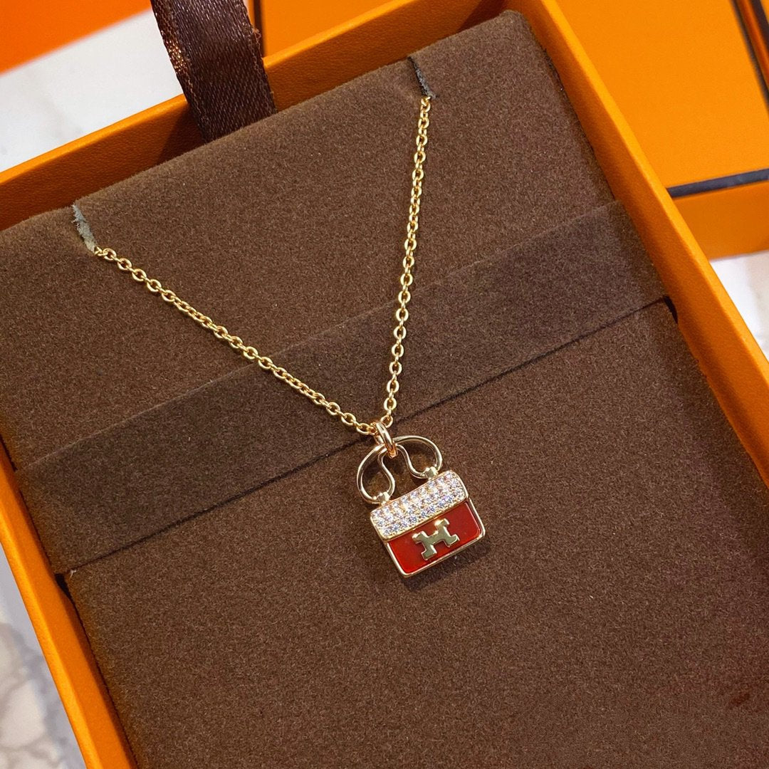 [Lumi Jewels]CONSTANCE RED PEDANT PINK GOLD NECKLACE