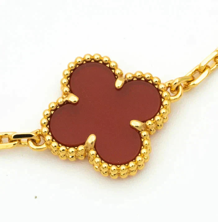 [Lumi Jewels] CLOVER 5 MOTIF RED CORNELIAN BRACELET COLLECTION