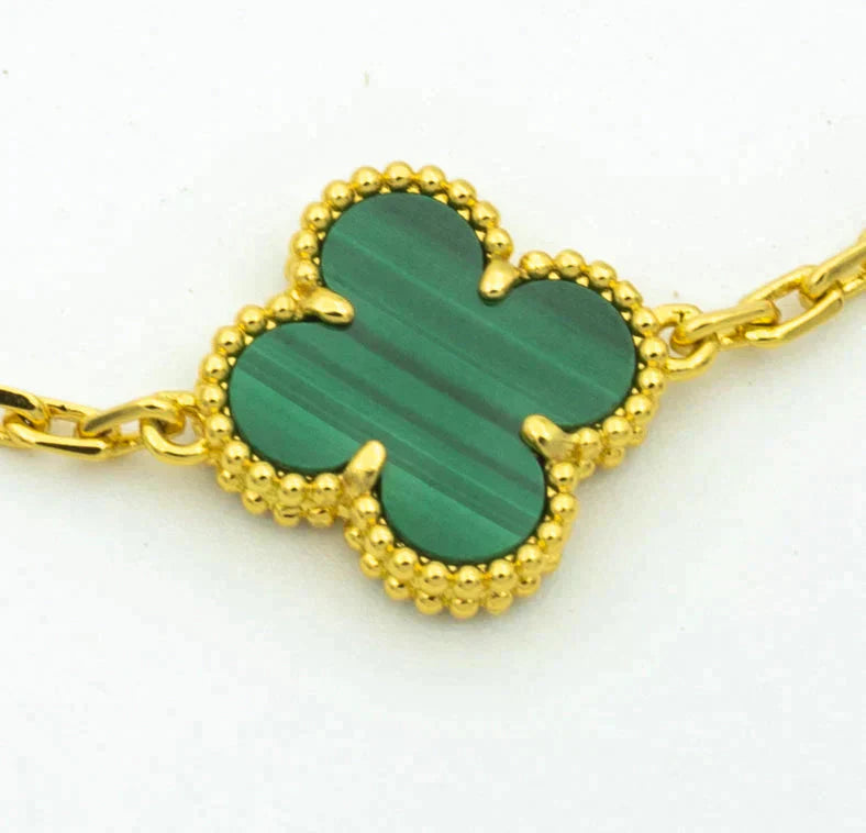 [Lumi Jewels] CLOVER 5 MOTIF MALACHITE BRACELET COLLECTION