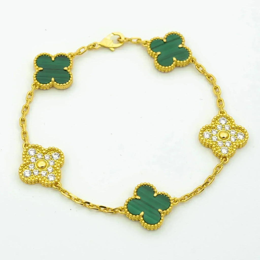 [Lumi Jewels] CLOVER 5 MOTIF MALACHITE BRACELET COLLECTION