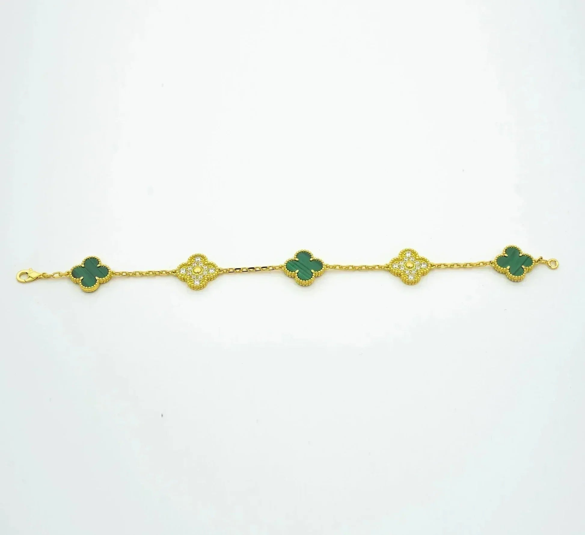 [Lumi Jewels] CLOVER 5 MOTIF MALACHITE BRACELET COLLECTION