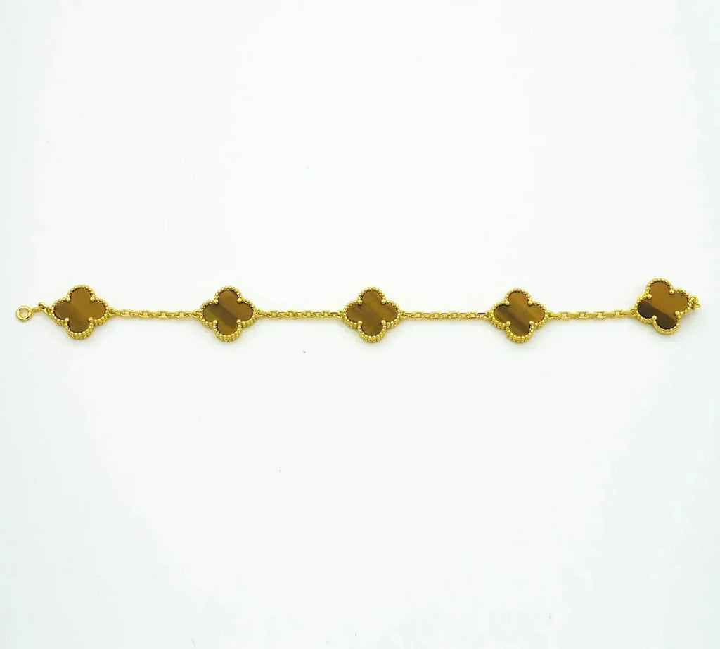 [Lumi Jewels] CLOVER 5 MOTIFS TIGER EYE BRACELET COLLECTION
