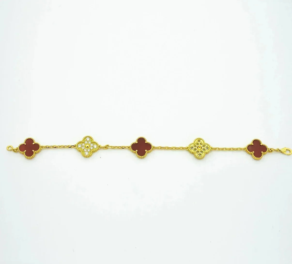 [Lumi Jewels] CLOVER 5 MOTIF RED CORNELIAN BRACELET COLLECTION