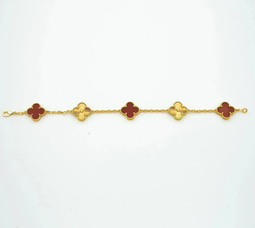 [Lumi Jewels] CLOVER 5 MOTIF RED CORNELIAN BRACELET COLLECTION