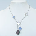 [Lumi Jewels]CLOVER MOP CHALCEDONY NECKLACE SILVER 6 MOTIF