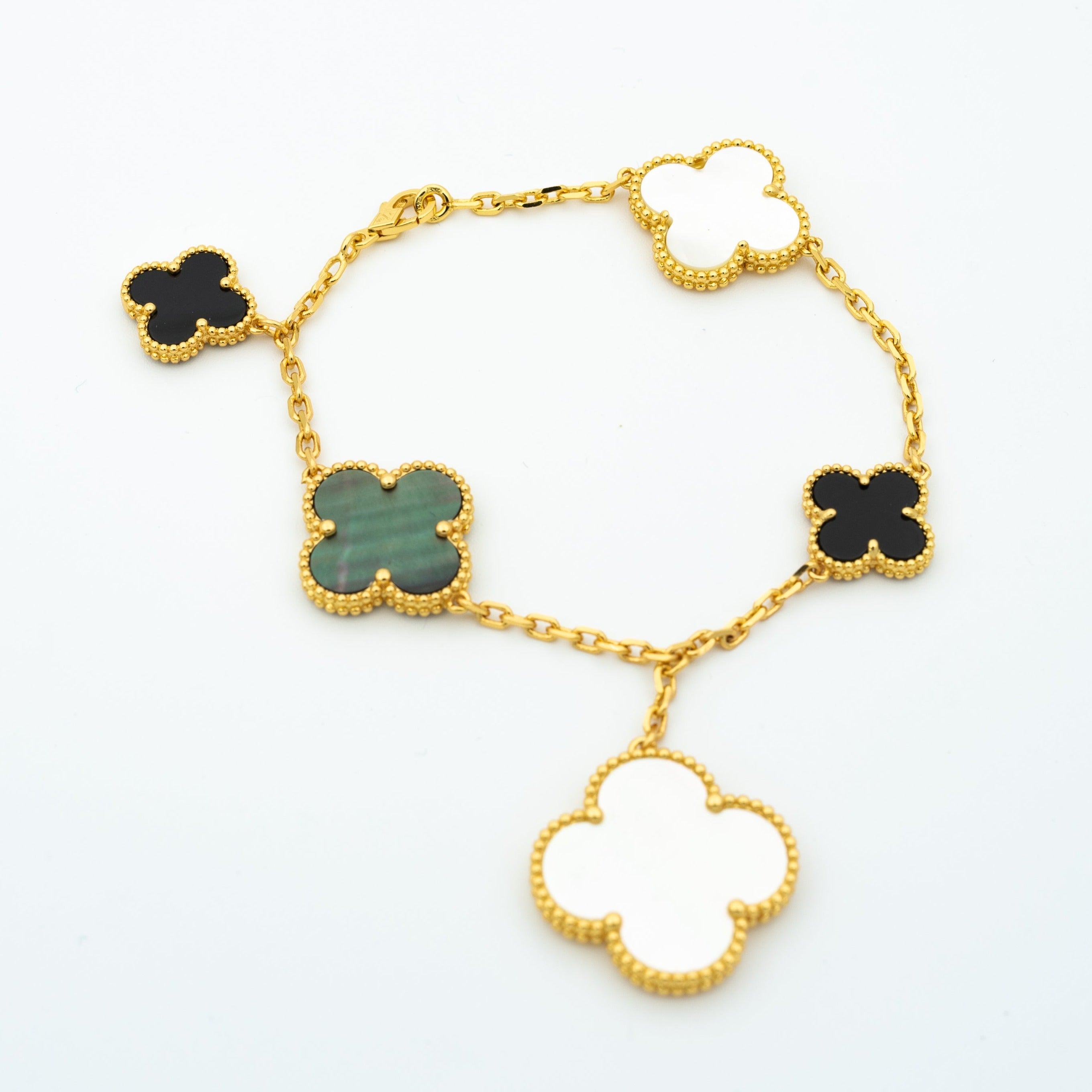 [Lumi Jewels]CLOVER BRACELET 5 MOTIFS ONYX MOP