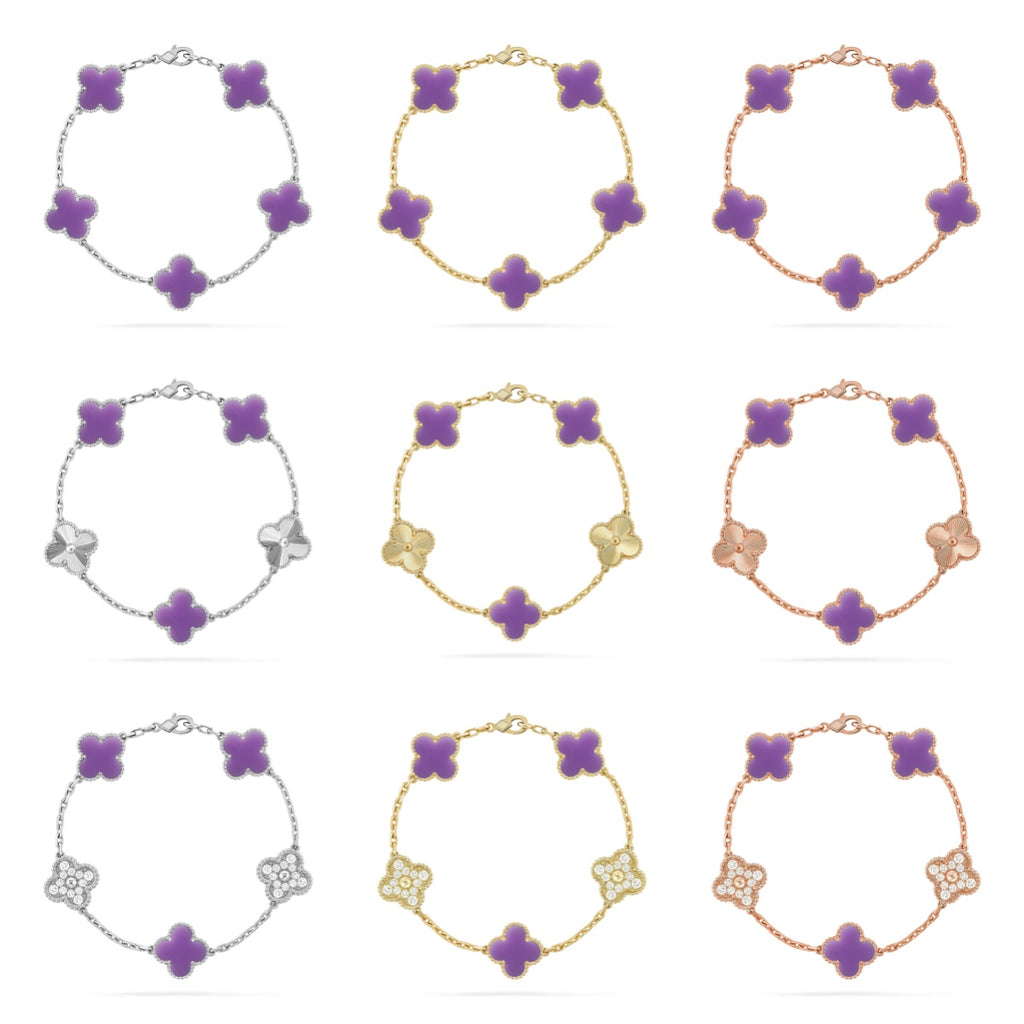 [Lumi Jewels] CLOVER 5 MOTIF VIOLET BRACELET COLLECTION