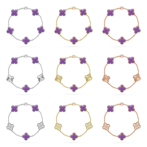 [Lumi Jewels] CLOVER 5 MOTIF VIOLET BRACELET COLLECTION