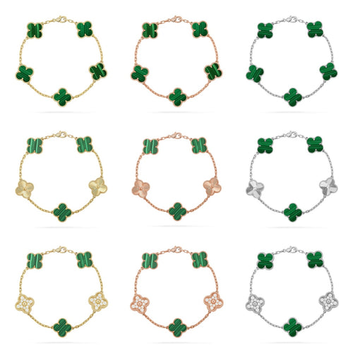 [Lumi Jewels] CLOVER 5 MOTIF MALACHITE BRACELET COLLECTION