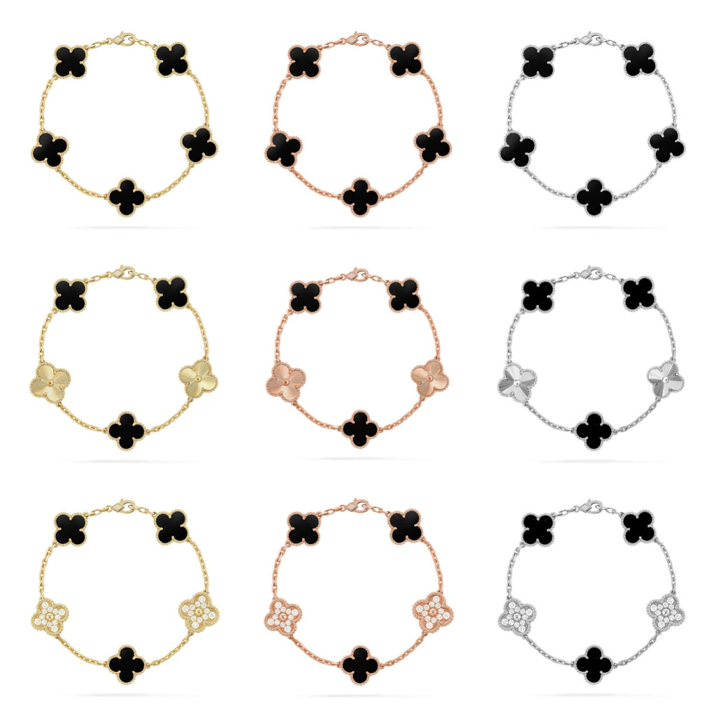 [Lumi Jewels] CLOVER 5 MOTIF ONYXS BRACELET COLLECTION