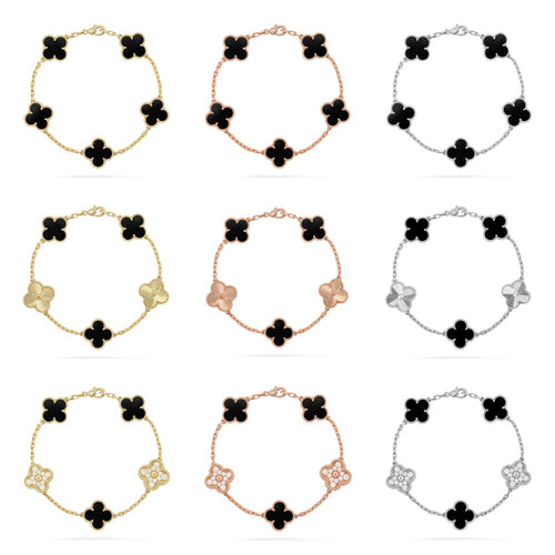 [Lumi Jewels] CLOVER 5 MOTIF ONYXS BRACELET COLLECTION