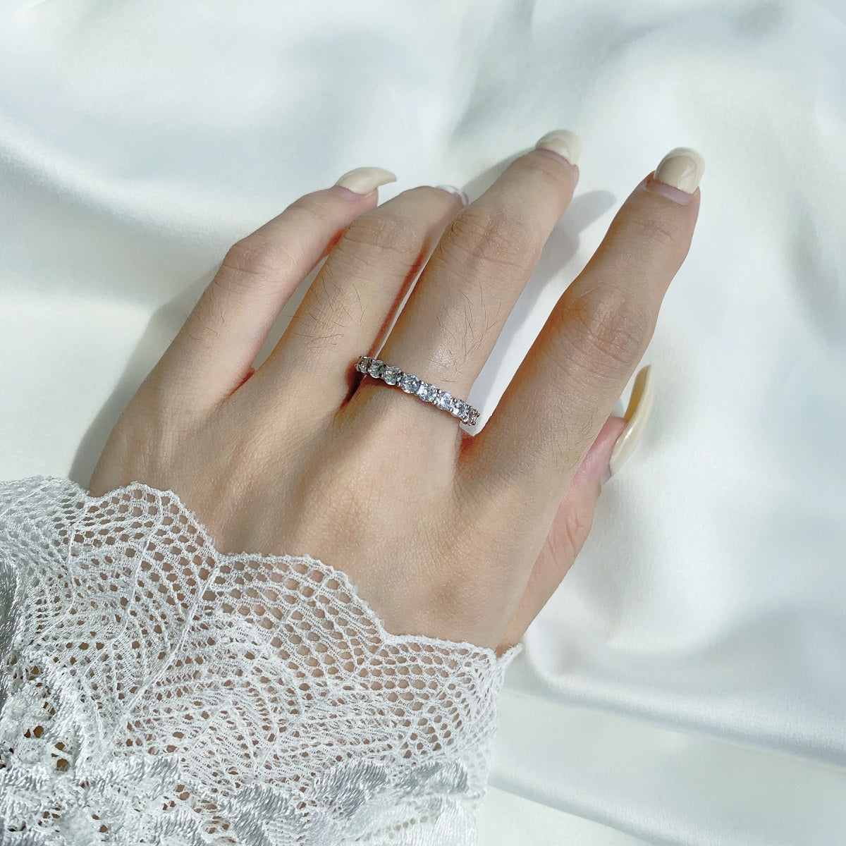 [Lumi Jewels]Sparkling Round Cut Tennis Ring