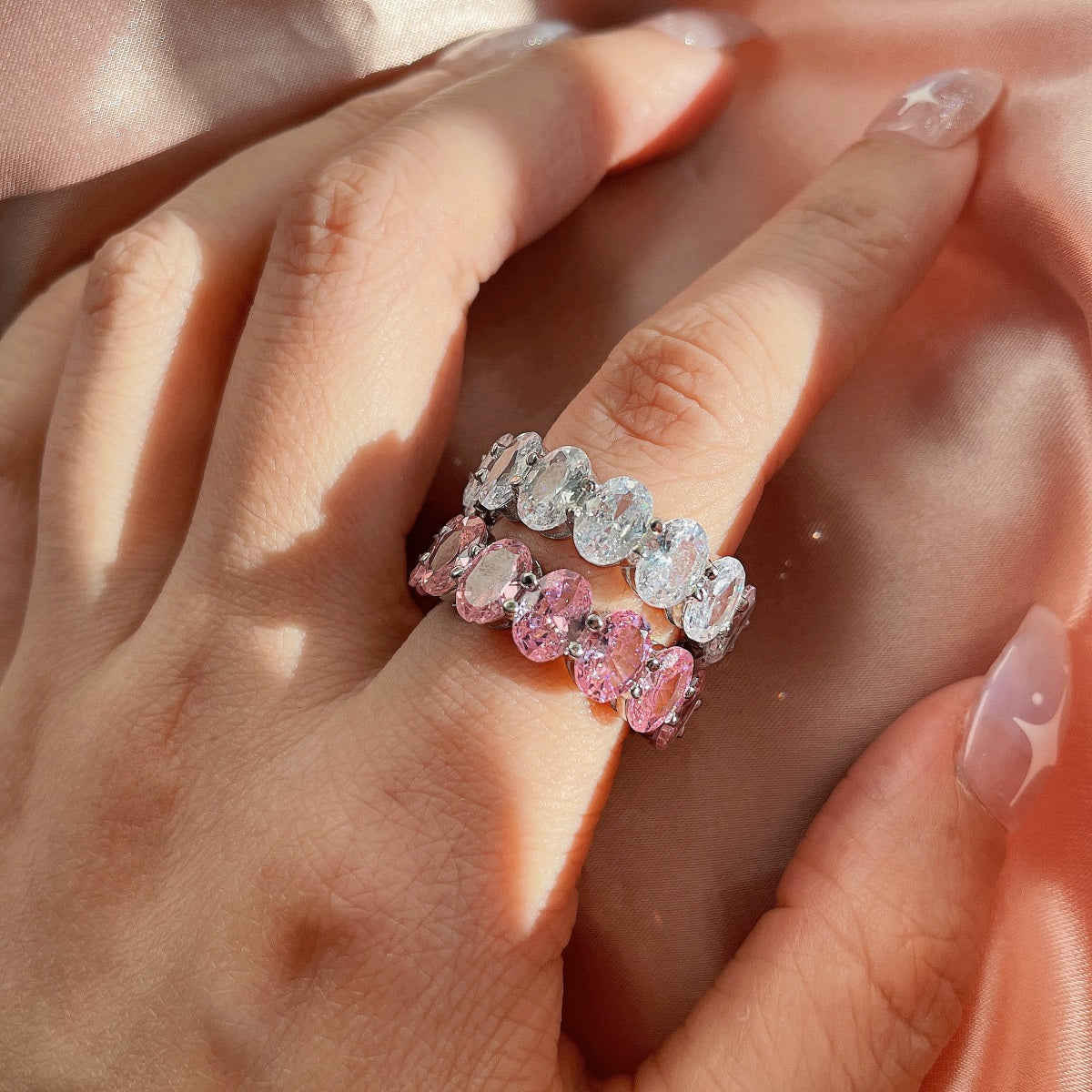 [Lumi Jewels]Dainty Elongated Cushion Cut Tennis Ring