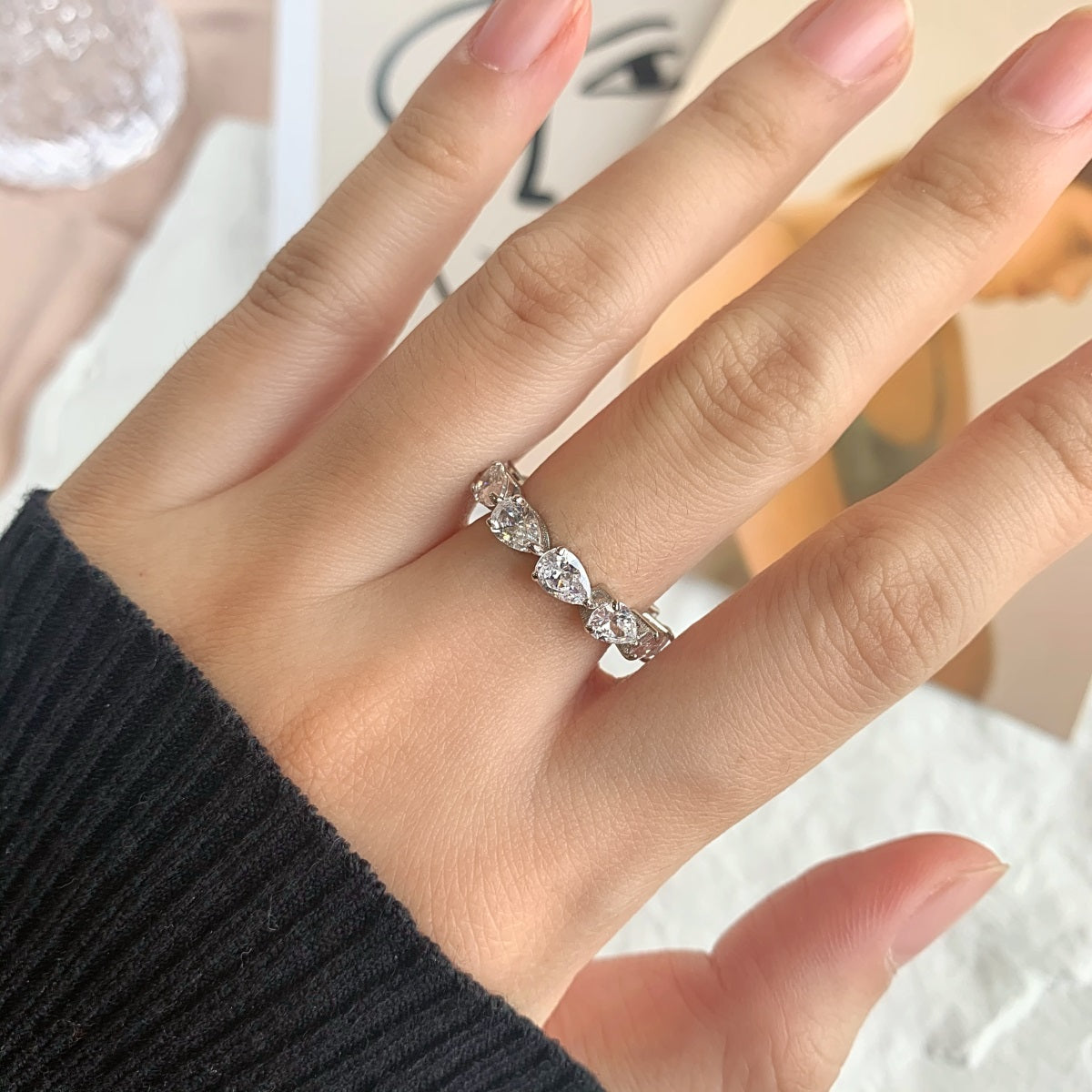 [Lumi Jewels]Exquisite Pear Cut Tennis Ring