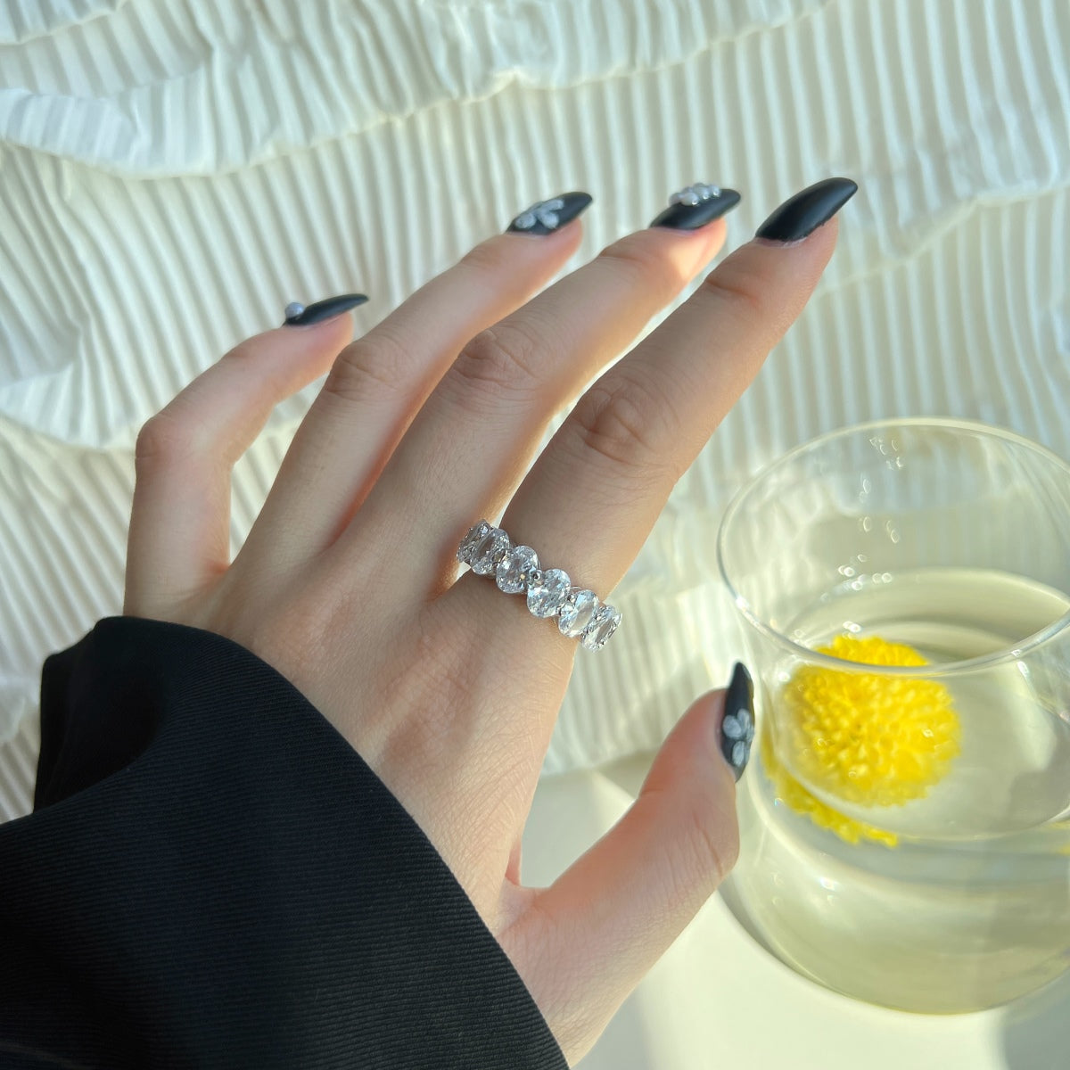 [Lumi Jewels]Dainty Elongated Cushion Cut Tennis Ring