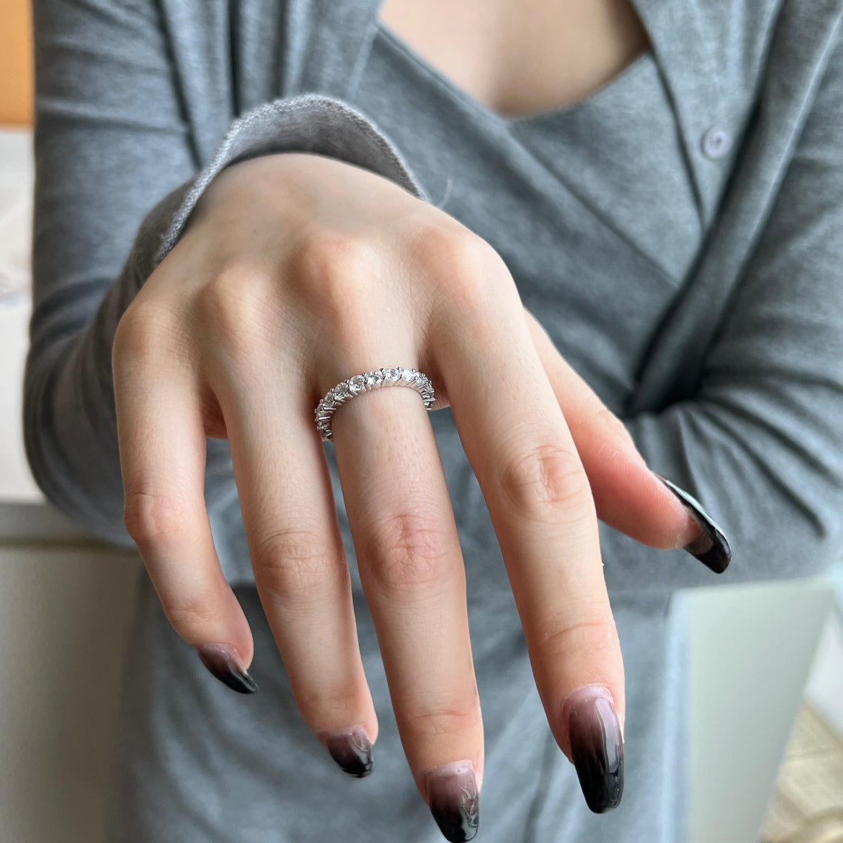 [Lumi Jewels]Sparkling Round Cut Tennis Ring
