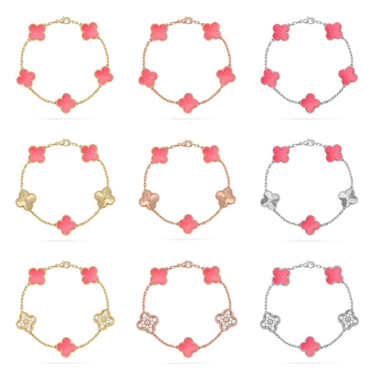 [Lumi Jewels] CLOVER 5 MOTIFS  PINK MOP BRACELET COLLECTION