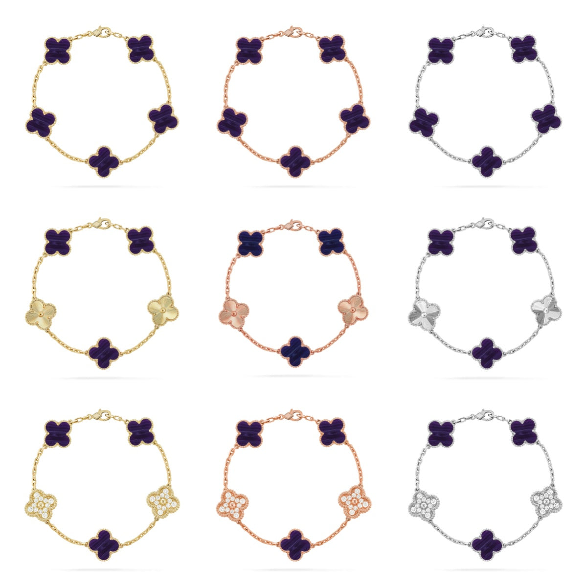 [Lumi Jewels]CLOVER 5 MOTIF PURPLE STRIPES BRACELET COLLECTION