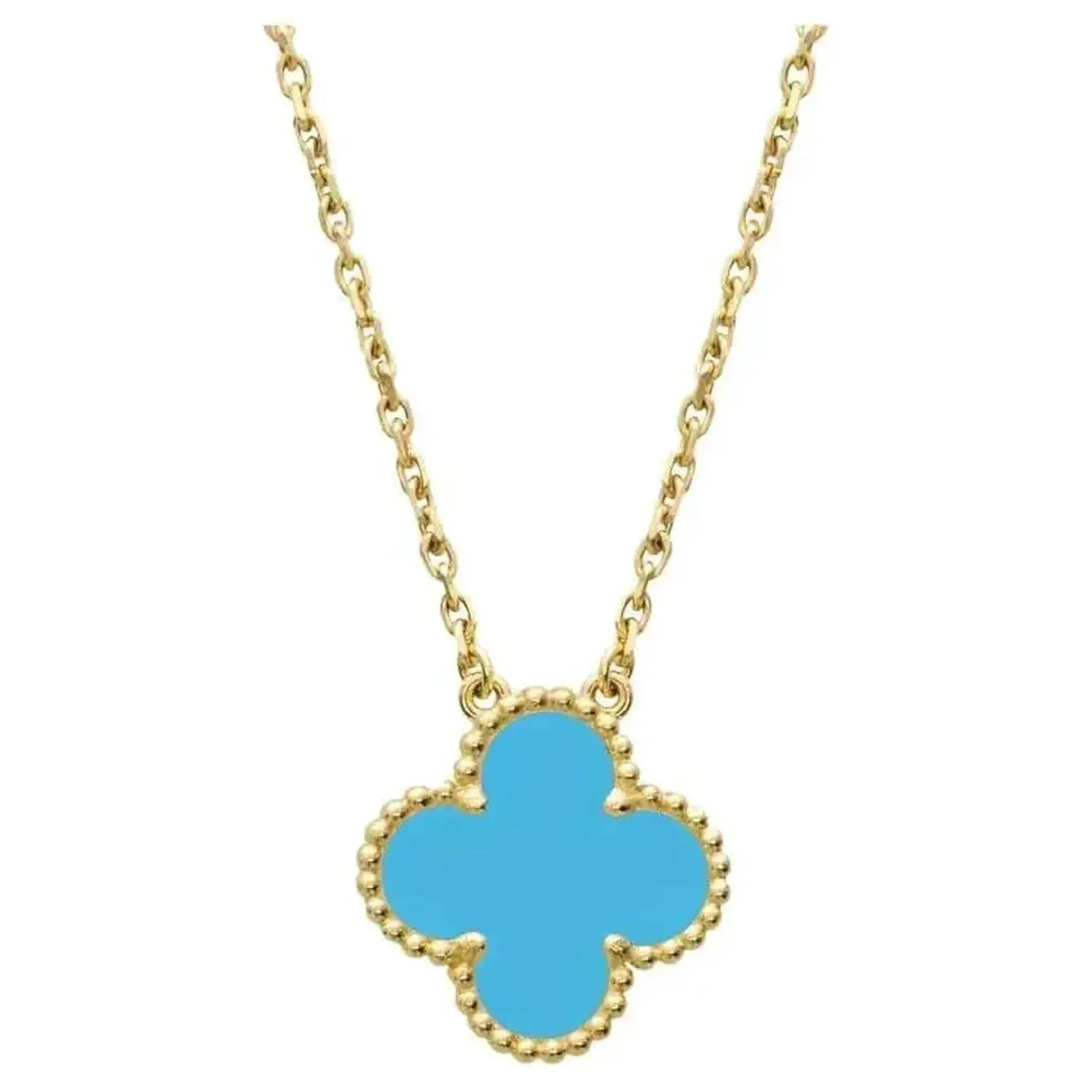 [Lumi Jewels]CLOVER 15MM VINTAGE TURQUOISE NECKLACE