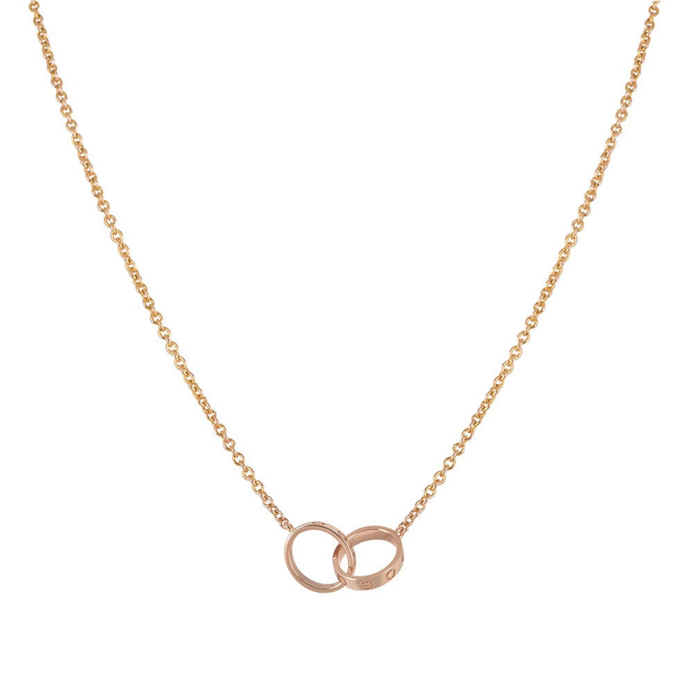 [Lumi Jewels]LOVE NECKLACE DOUBLE RING PINK GOLD