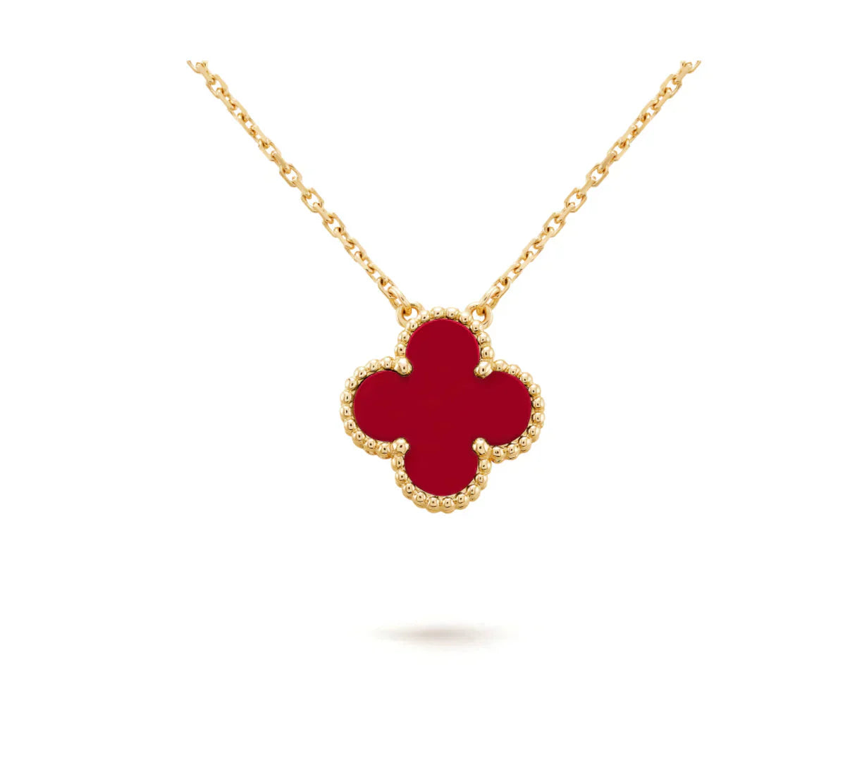 [Lumi Jewels]CLOVER 15MM CARNELIAN SINGLE FLOWER NECKLACE