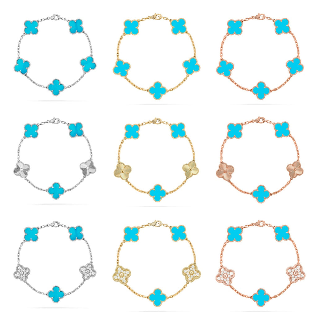 [Lumi Jewels] CLOVER 5 MOTIF TURQUOISE BRACELET COLLECTION