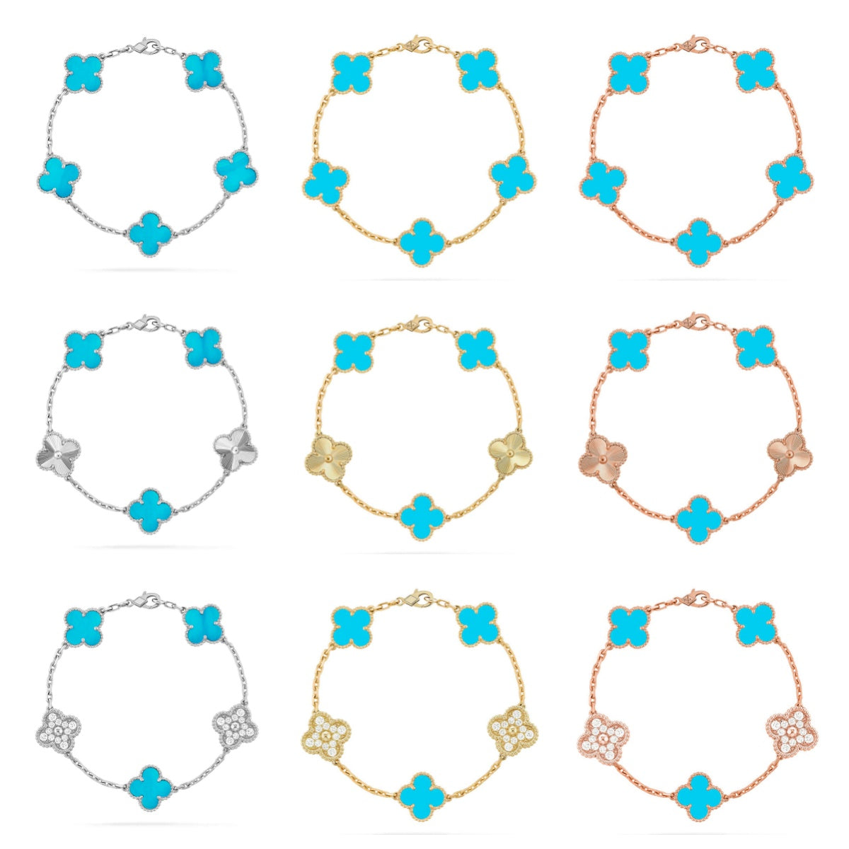 [Lumi Jewels] CLOVER 5 MOTIF TURQUOISE BRACELET COLLECTION