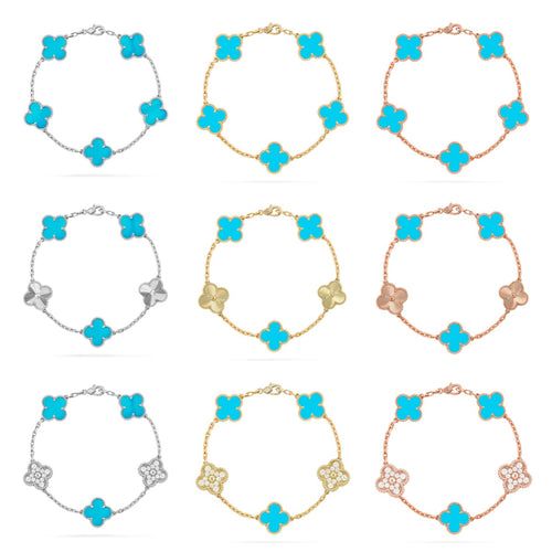 [Lumi Jewels] CLOVER 5 MOTIF TURQUOISE BRACELET COLLECTION