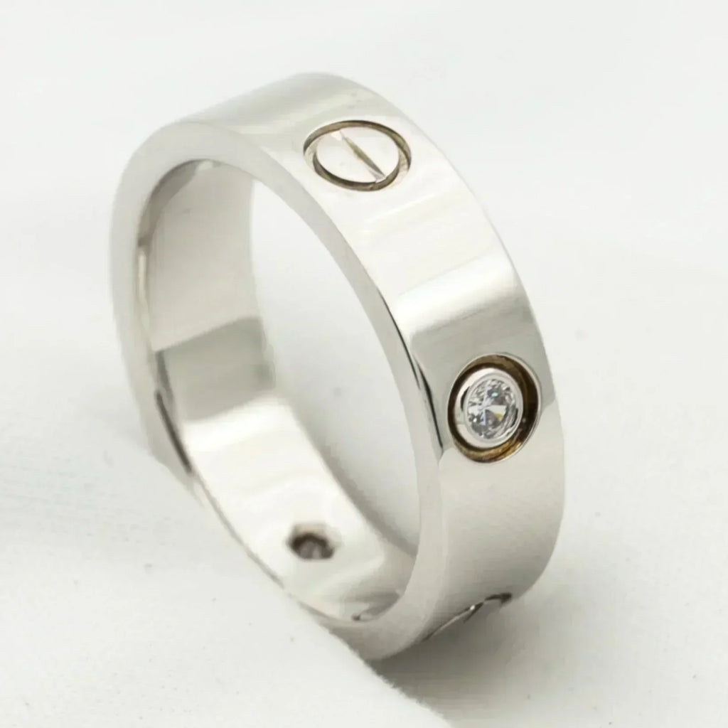 [Lumi Jewels]LOVE RING 5.5MM 3 DIAMONDS SILVER