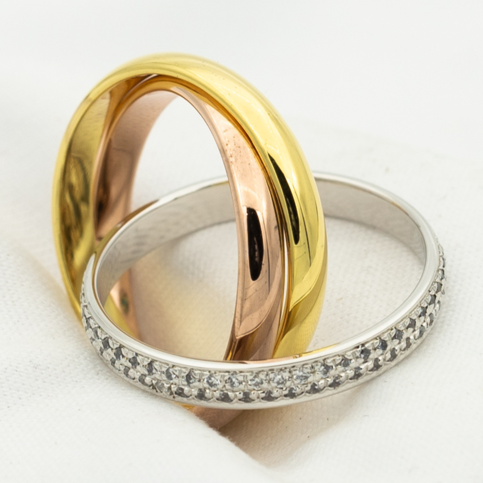[Lumi Jewels]TRINITY RING GOLD PINK GOLD SILVER DIAMONDS