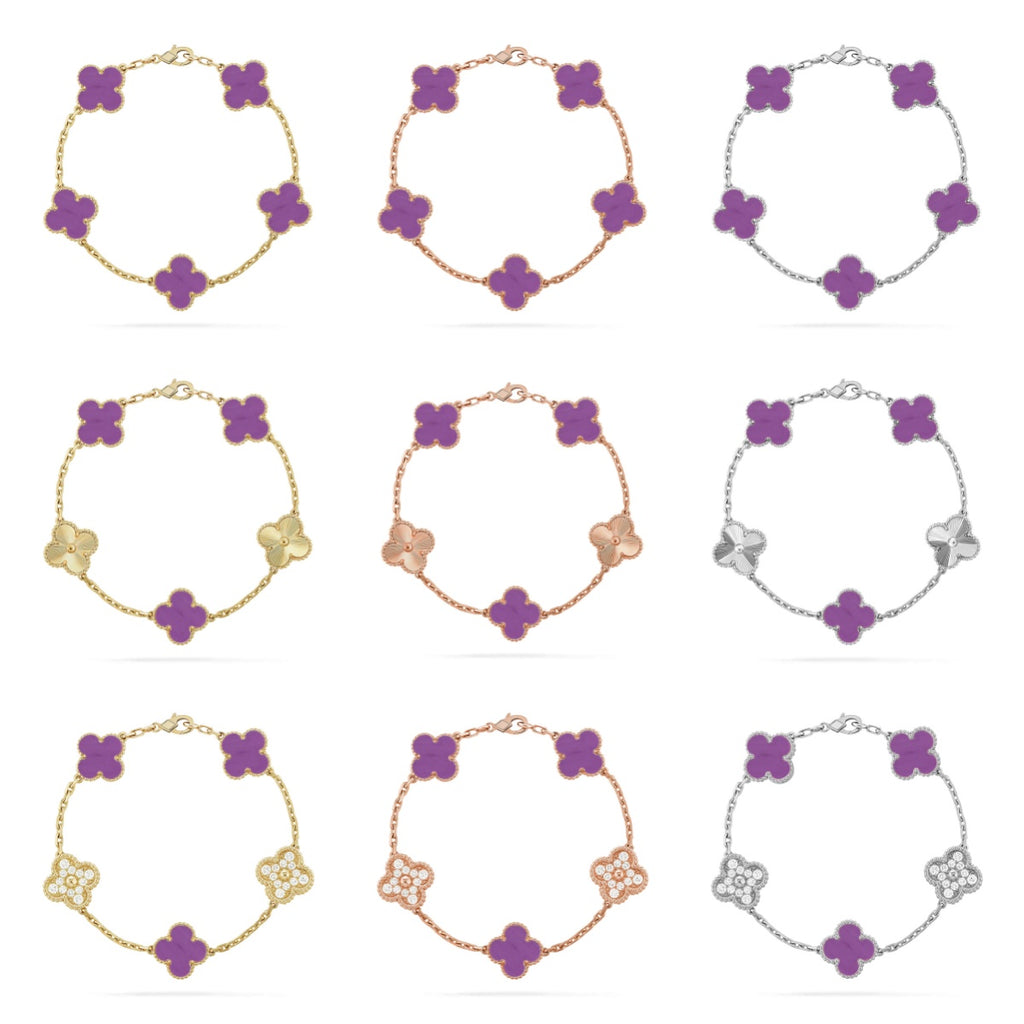[Lumi Jewels]CLOVER 5 MOTIF LIGHT PURPLE BRACELET COLLECTION