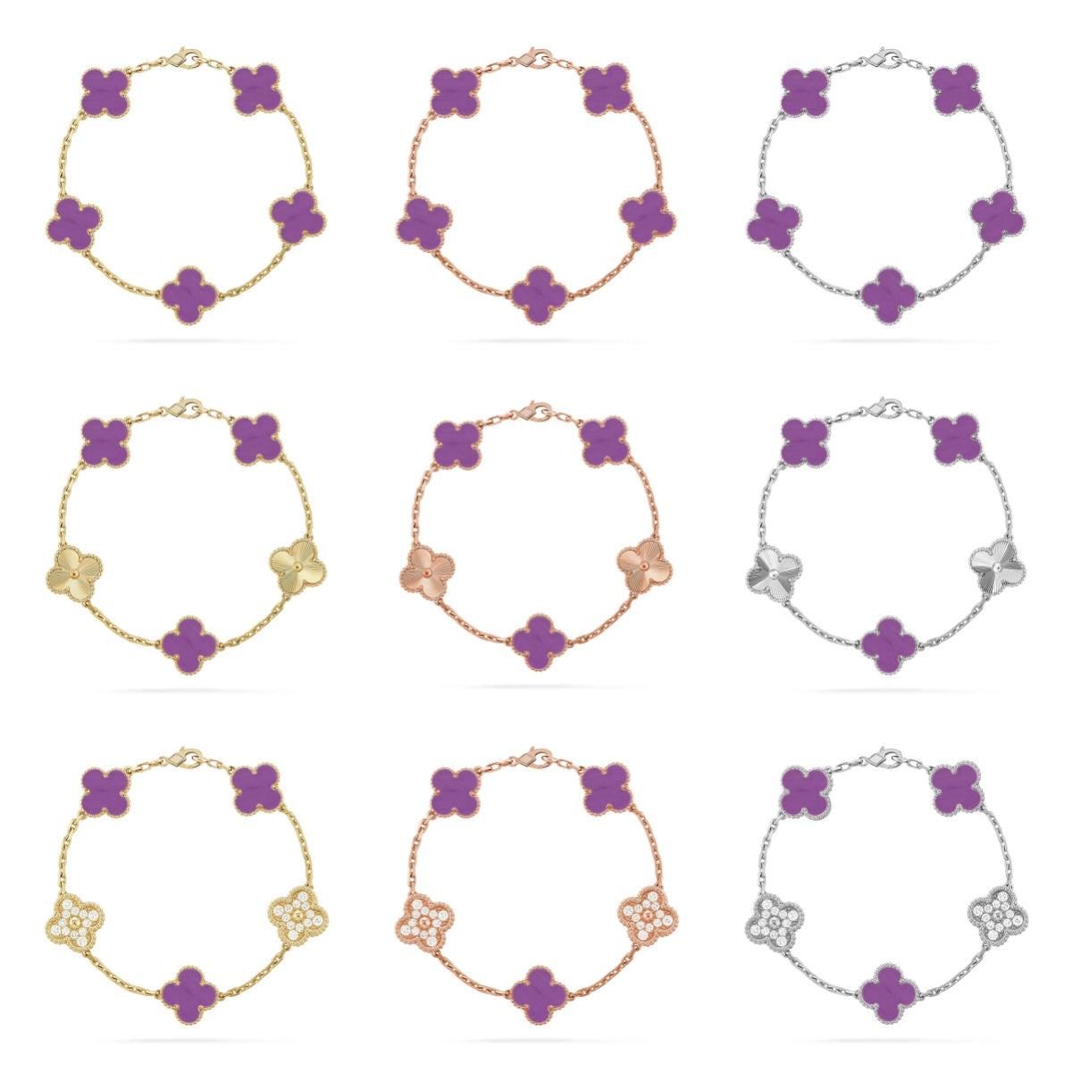 [Lumi Jewels]CLOVER 5 MOTIF LIGHT PURPLE BRACELET COLLECTION