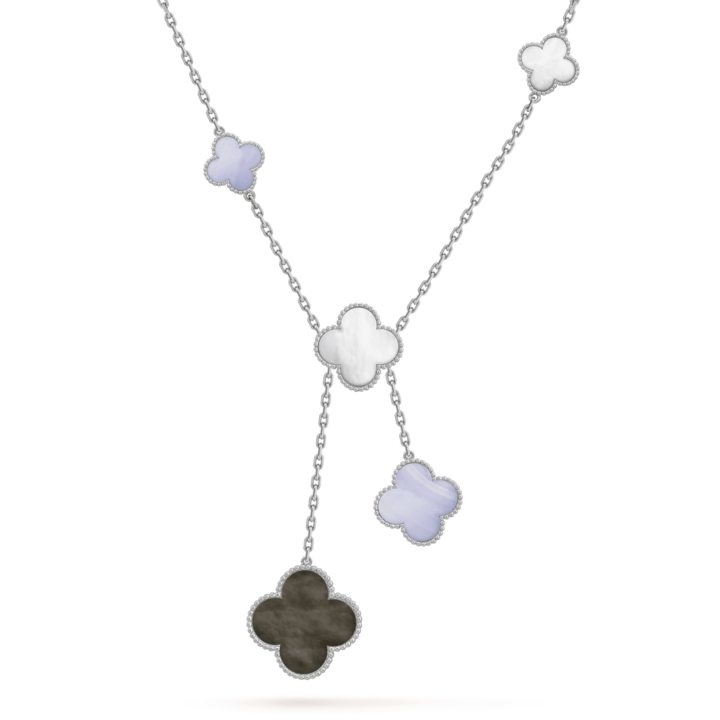 [Lumi Jewels]CLOVER MOP CHALCEDONY NECKLACE SILVER 6 MOTIF