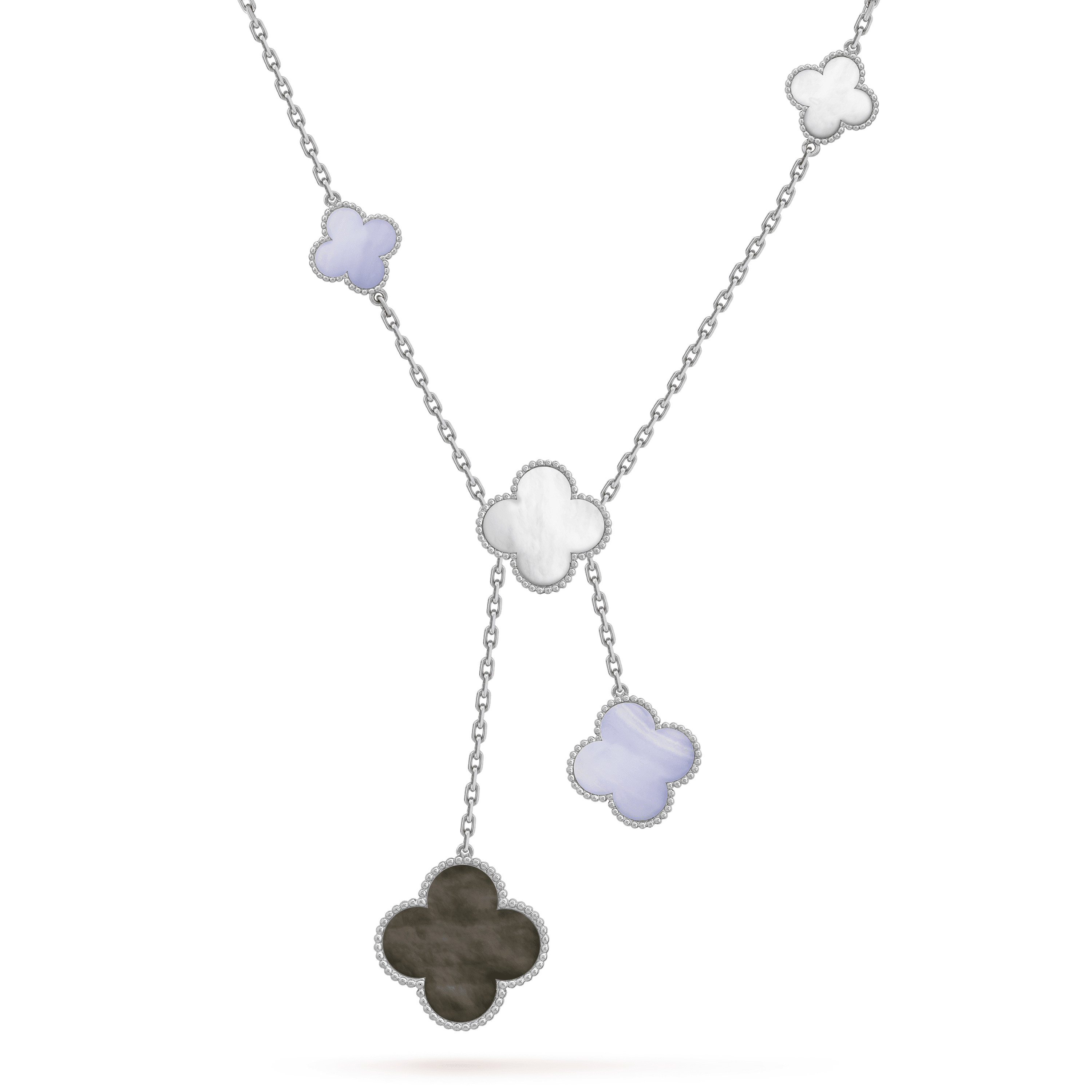 [Lumi Jewels]CLOVER MOP CHALCEDONY NECKLACE SILVER 6 MOTIF