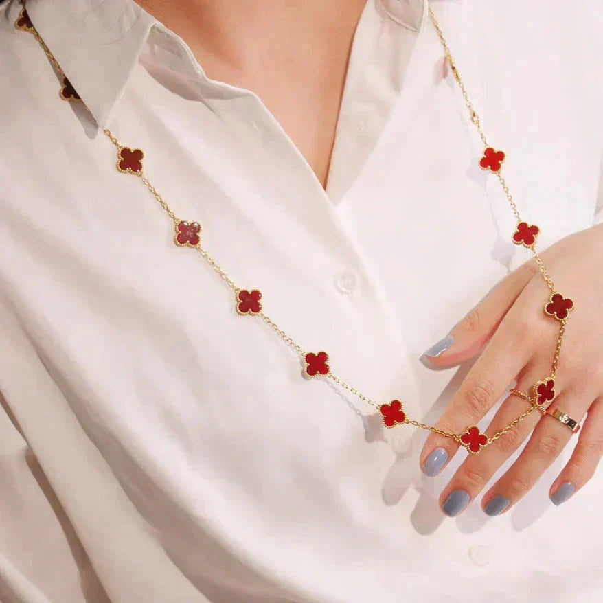[Lumi Jewels]CLOVER 20 MOTIFS CARNELIAN NECKLACE